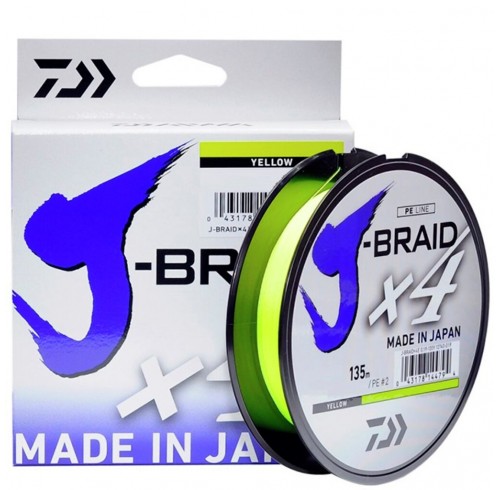 Леска плетеная Daiwa J-Braid x4 BRAID YELLOW 135м Леска плетеная Daiwa J-Braid x4 BRAID YELLOW 135м