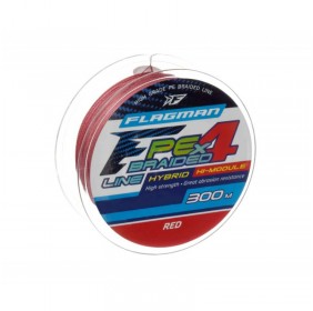 ШНУР FLAGMAN PE HYBRID F4 300М RED 0,40ММ 55LB 25КГ