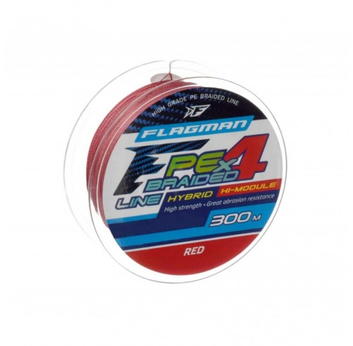 ШНУР FLAGMAN PE HYBRID F4 300М RED 0,45ММ 65LB 29.5КГ