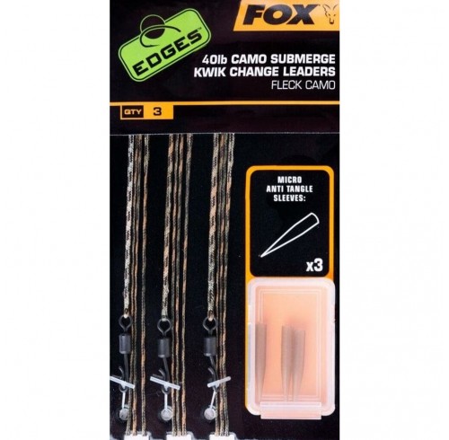 ГОТОВАЯ ОСНАСТКА С БЫСТРОСЪЕМНЫМ ВЕРТЛЮГОМ FOX EDGES CAMO SUBMERGE LEADERS KWIK CHANGE 40LB