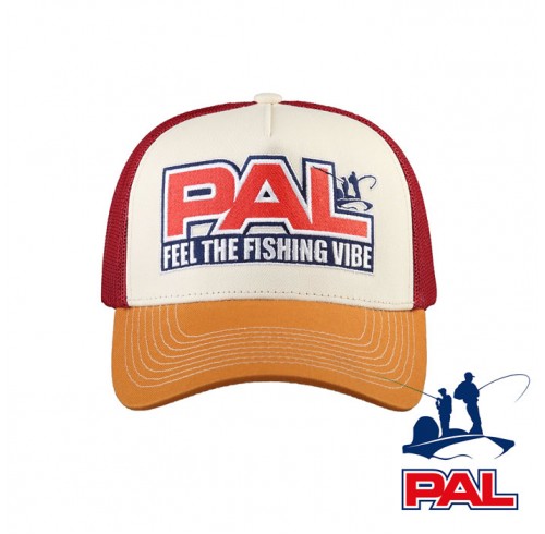 Бейсболка PAL Feel The Fishing Vibe 2023 (бордовая сетка - коричневый козырек)