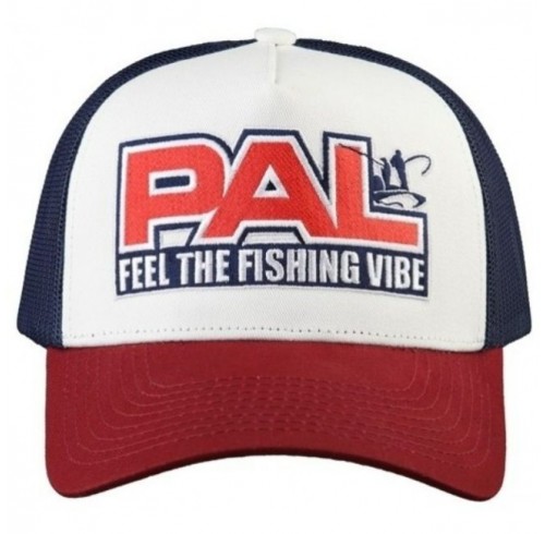 Бейсболка PAL Feel The Fishing Vibe 2023 (синяя сетка - бордовый козырек)